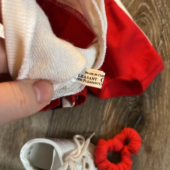 AMERICAN GIRL DOLL Red White Cheerleader Outfit  Skirt Top Pom Poms - Picture 7 of 7